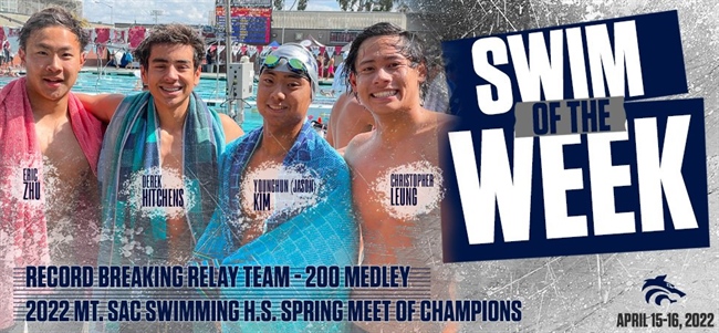 NHS SWIM OF THE WEEK:  BOYS BREAK MT. SAC POOL & CHAMPS MEET RELAY RECORD